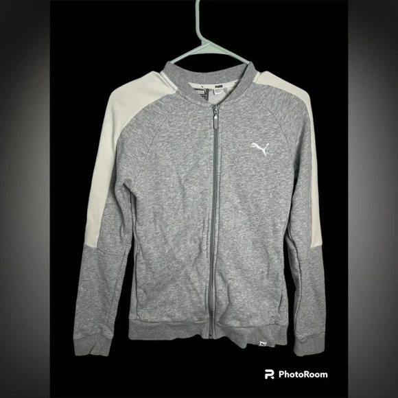 Puma Sweatshirt Full Zip Y2K Sports Jumper, Grey, Womens S - Picture 1 of 5